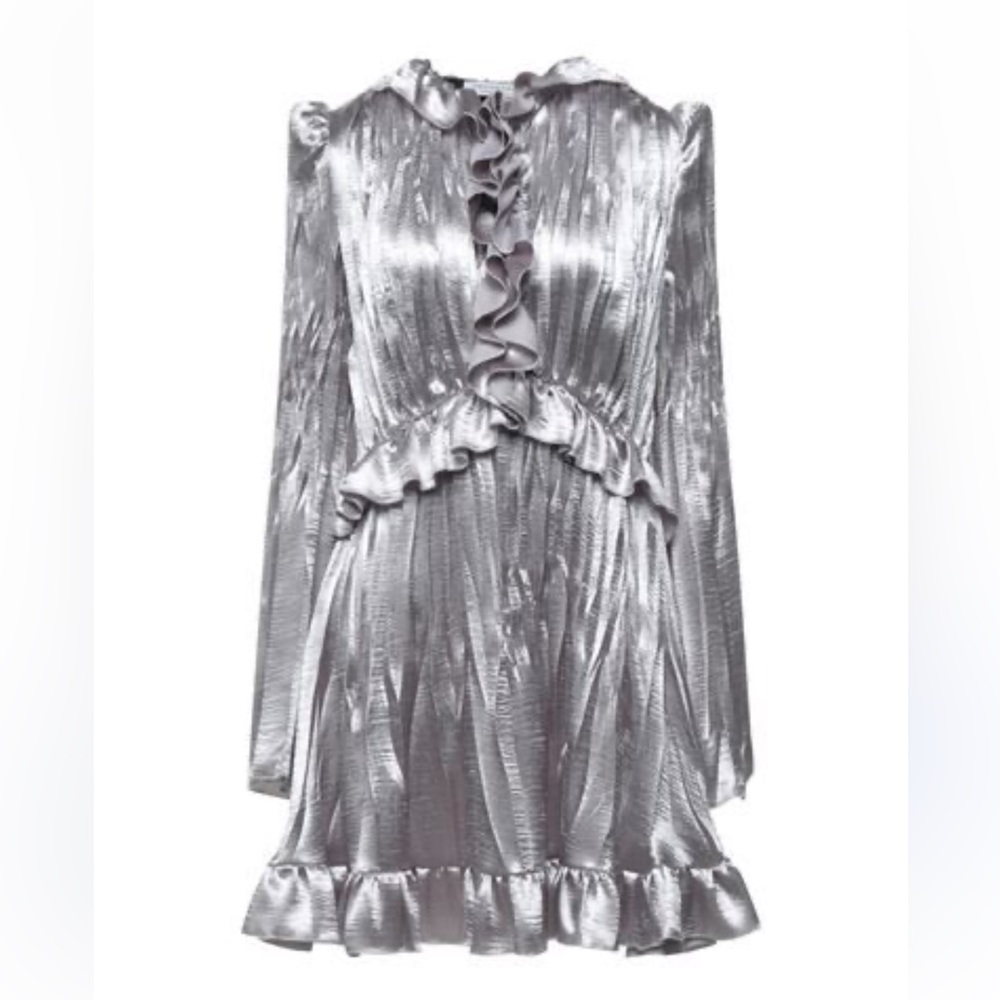 🩶 PHILOSOPHY DI LORENZO SERAFINI metallic silk mini dress